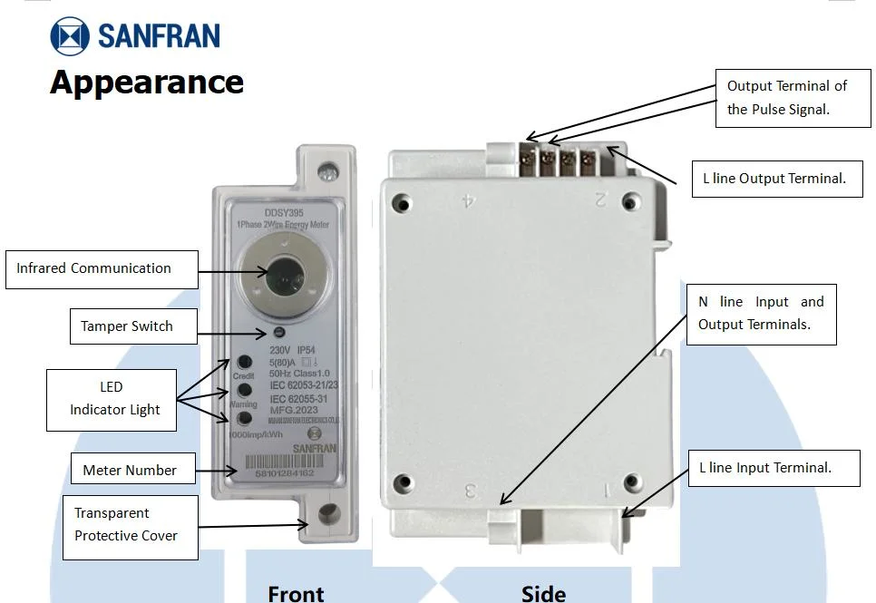 Sts DIN-Rail Keypad Prepaid Wired Connection Electricity Energy Meter