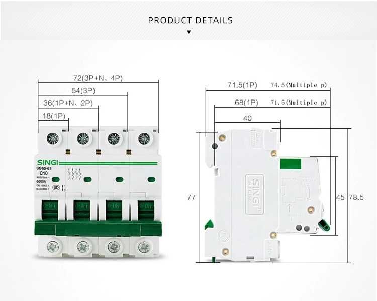 6A to 63A Singi Electric Air Price Electrical Miniature Circuit Breaker Manufacture