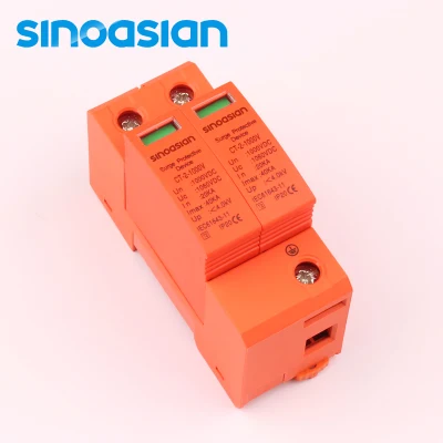 Sinoasian 2p 500V 800V 1000V DC PV ソーラー 20ka 40ka サージ保護デバイス、照明保護付き