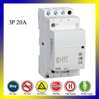 3p 20A 380V AC DIN レールモジュラーコンタクタ、地熱システム電力制御用